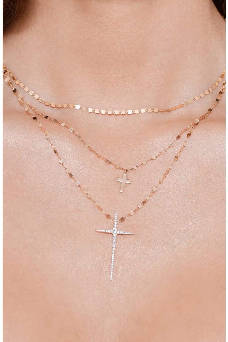 Pointed Diamond Cross 14K Gold Pendant Necklace, Alternate, color, 14K YELLOW GOLD