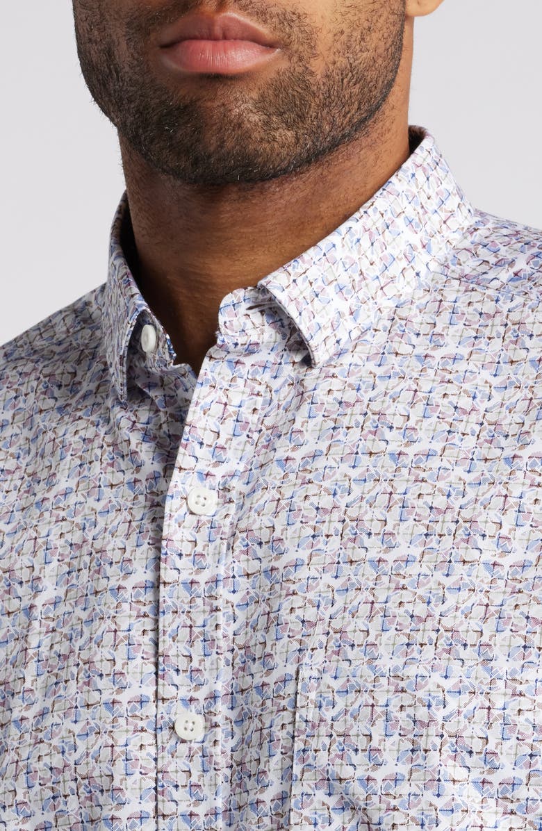 Johnston & Murphy Shadow Box Print Stretch Cotton Button-Up Shirt, Alternate, color, 