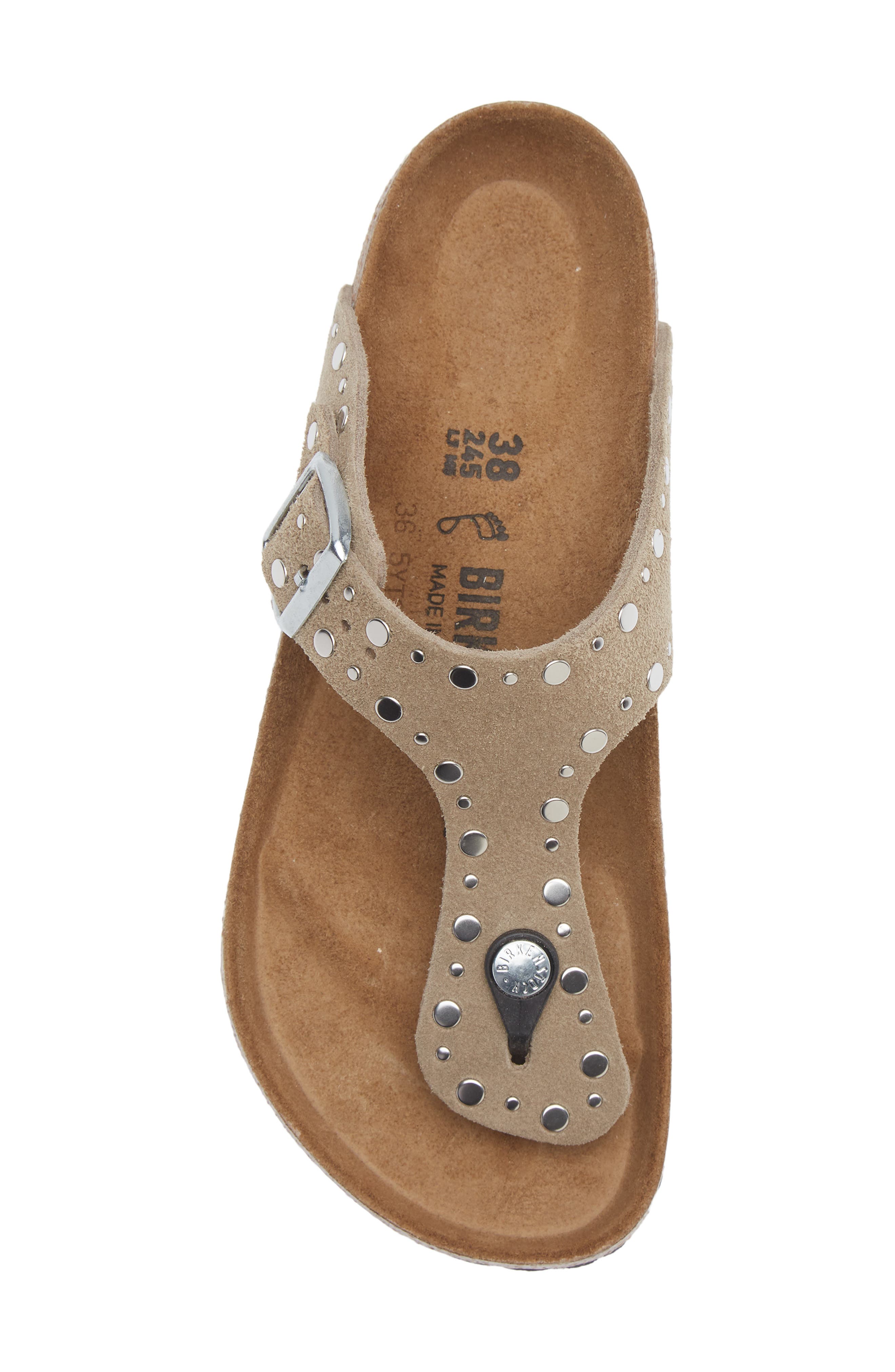 Birkenstock Gizeh Rivets Sandal, Alternate, color, Taupe Suede