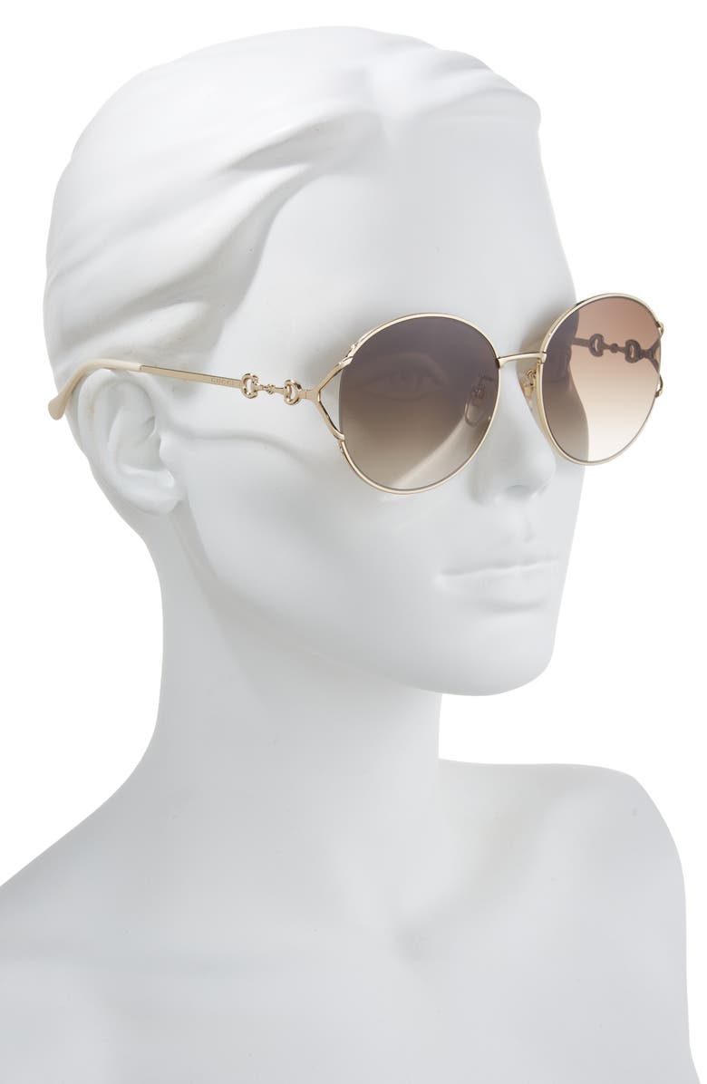 Gucci 58mm Oval Sunglasses, Alternate, color, Gold Gold Brown