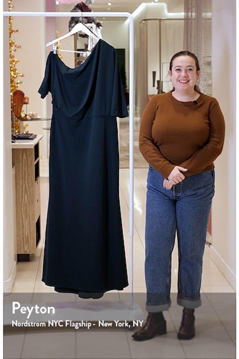 One-Shoulder Scuba Crepe Gown video
