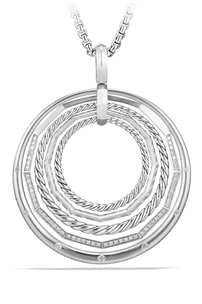 Stax Large Pendant Necklace with Diamonds, Main, color, SILVER