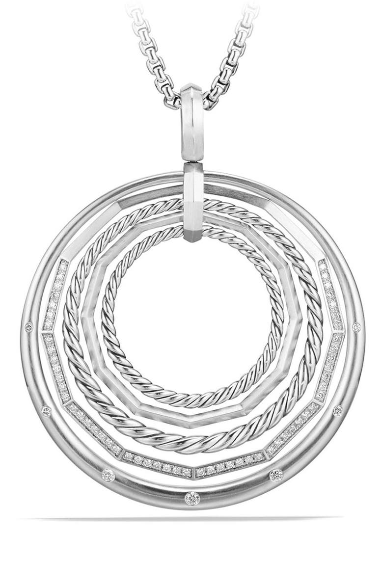David Yurman Stax Large Pendant Necklace with Diamonds, Main, color,