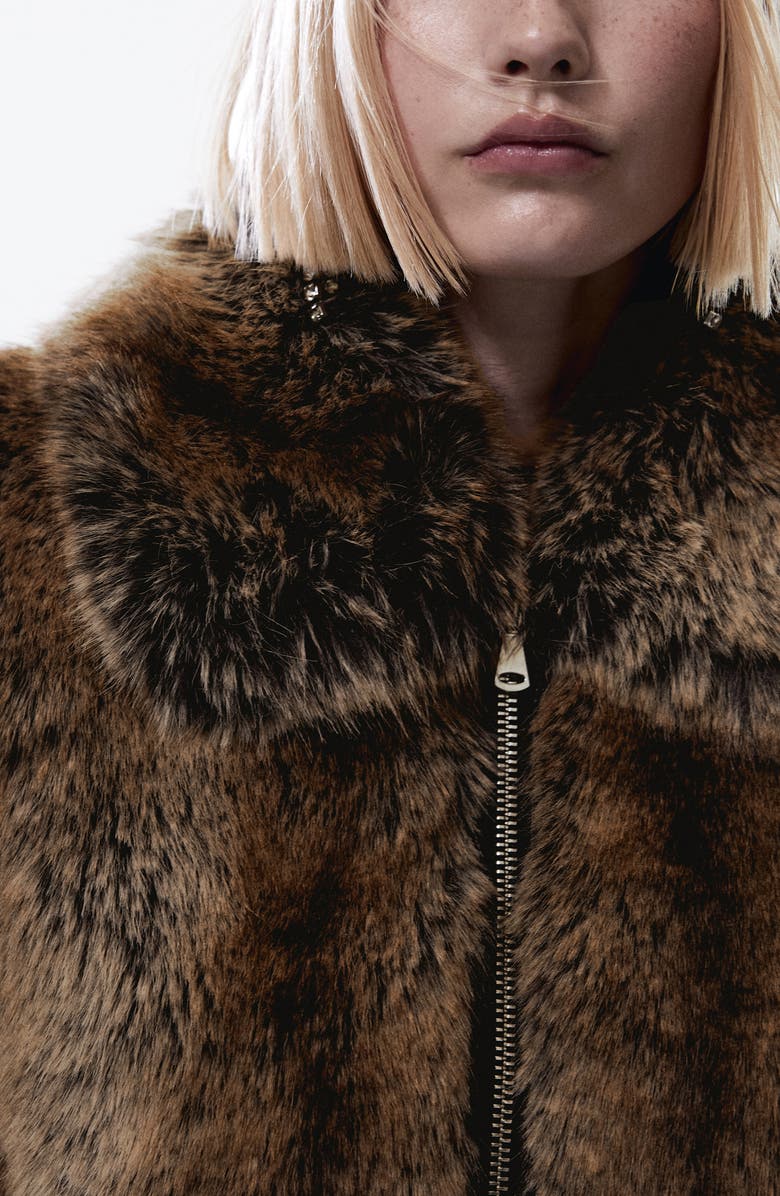 MANGO Faux Fur Crop Jacket, Alternate, color, 