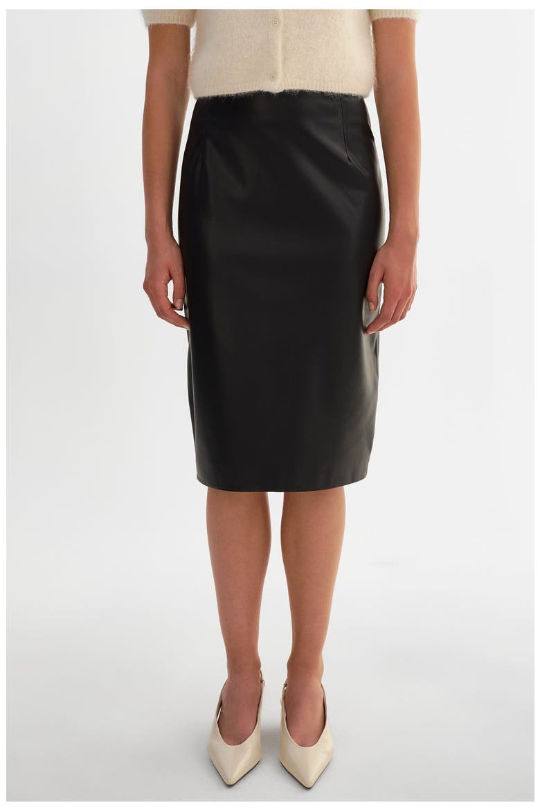 LUCIANA | Faux Leather Pencil Skirt, Alternate, color, Black