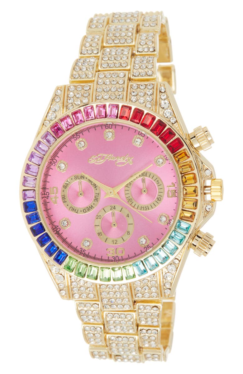 Ed Hardy x Ed Hardy Crystal Bracelet Watch, 40mm, Main, color, 