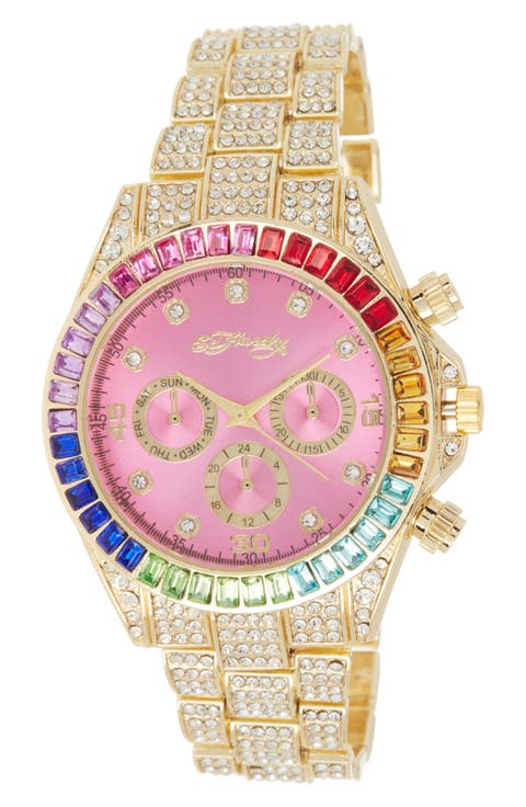 x Ed Hardy Crystal Bracelet Watch, 40mm