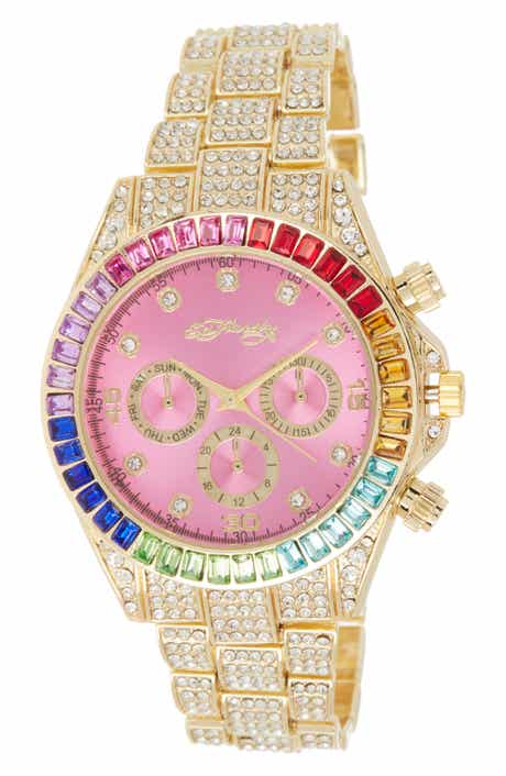 x Ed Hardy Crystal Bracelet Watch, 40mm