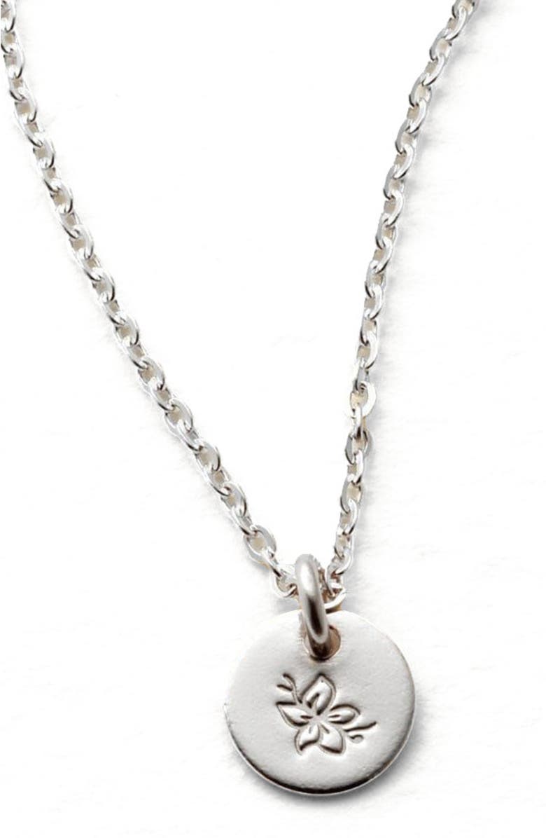 MADE BY MARY March Birth Flower Necklace, Main, color, Silver