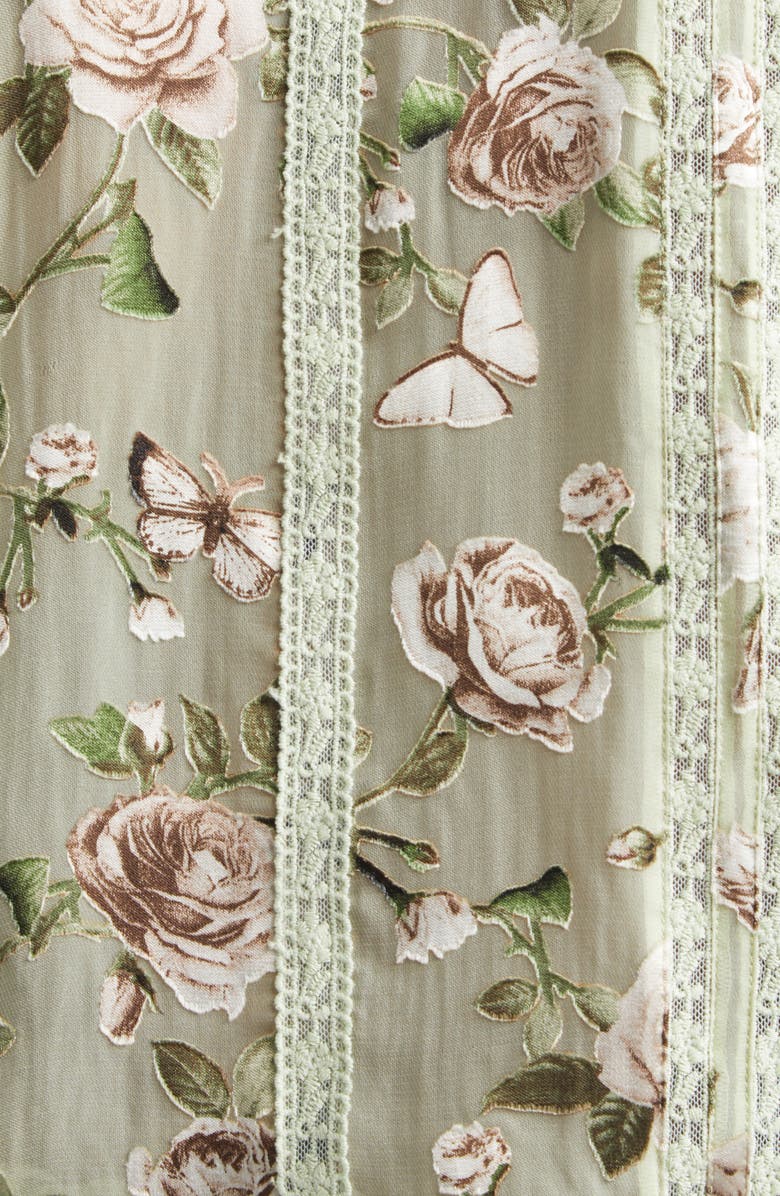 Alice + Olivia Arlette Floral Lace Trim Shirt, Alternate, color, Garden Gossip Light Sage