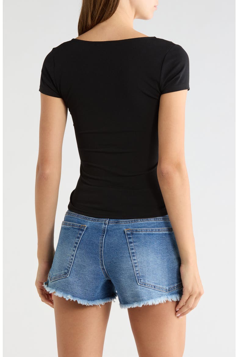 Short Sleeve Wrap Top, Alternate, color, BLACK