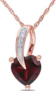 Julianna B. Gemstone & Diamond Swirl Heart Necklace 10K