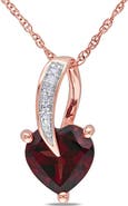 Julianna B. Gemstone & Diamond Swirl Heart Necklace 10K