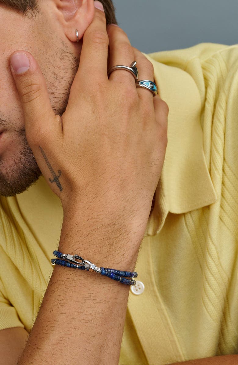 Nialaya Blue Lapis Heishi Wrap Bracelet, Alternate, color, Blue Lapis