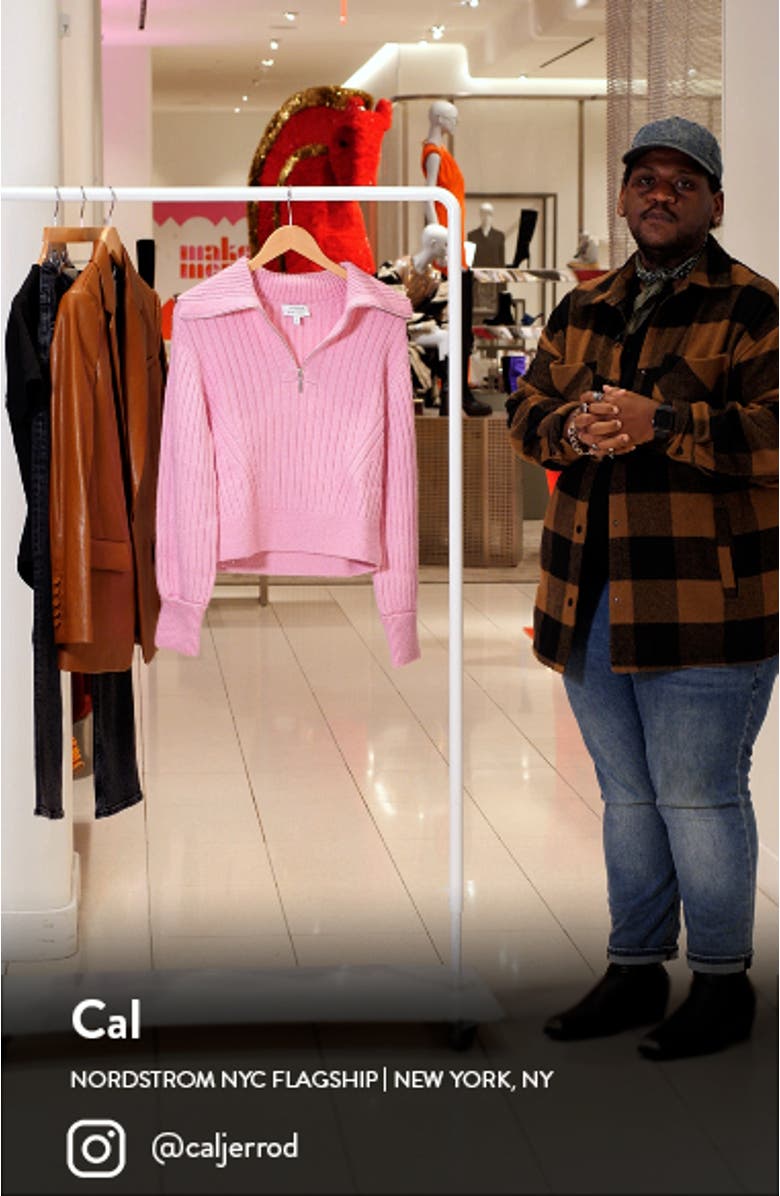 Ribbed Quarter Zip Wool Blend Sweater, sales video thumbnail