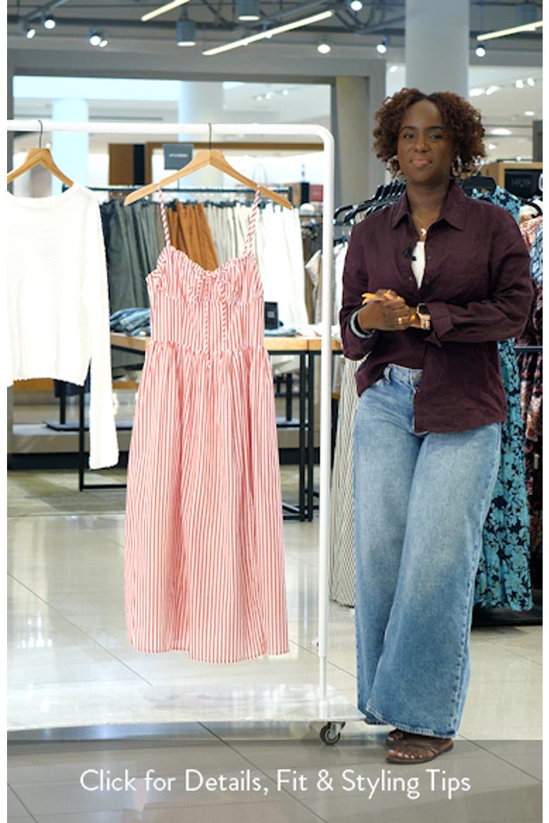 Sweetheart Neck Cotton Fit & Flare Midi Dress video