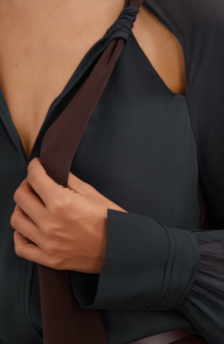 Reiss Jasmine Tie Cutout Top, Alternate, color, Navy/ Burgundy