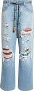 AMIRI Flannel Repaired Baggy Jeans