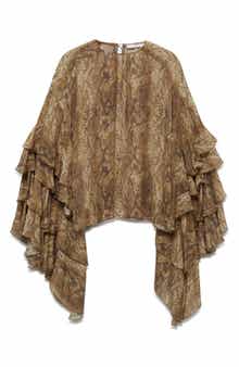 Carola Tiered Bell Sleeve Chiffon Top