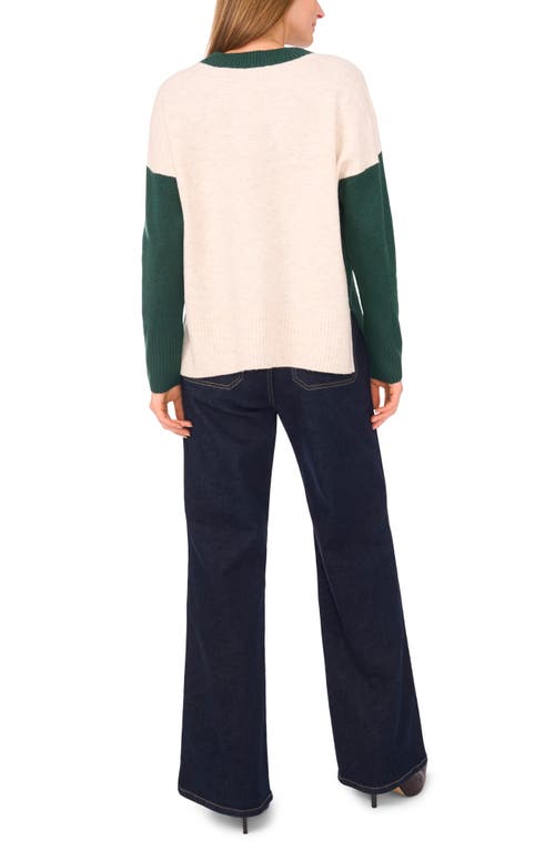 Vince Camuto Contrast High-low Sweater In Green