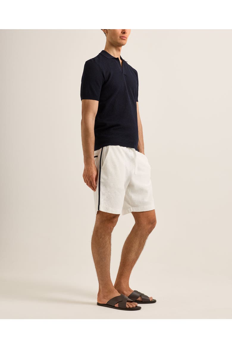 Trevone Towelling Classic-Fit Drawcord Sweat Shorts, Main, color, WHITE SAND/NIGHT IRIS