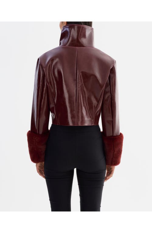 Lamarque Hedda Cropped Faux Leather Jacket In Burgundy