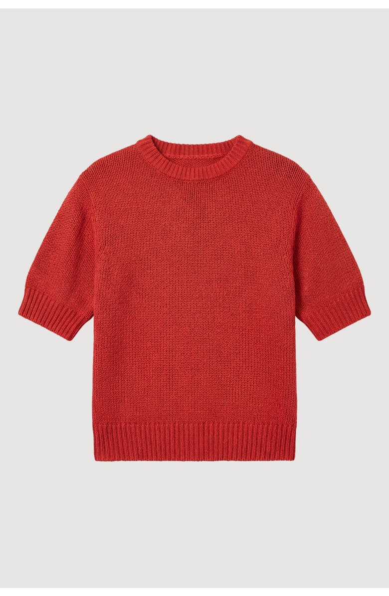 Modern Citizen Heidi Pullover Short-Sleeve Knit Top, Alternate, color, Red Orange