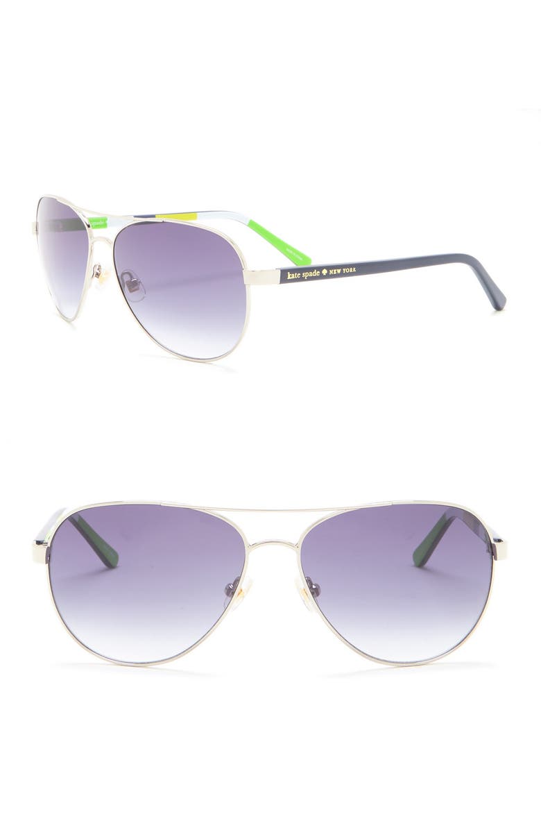 Kate Spade New York
blossom 58mm aviator sunglasses Kate Spade Blossom/O/S Clear Silver Aviator Sunglasses 58-14  main image 3
