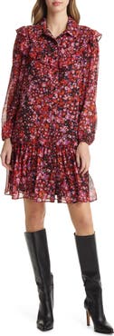 Julia Jordan Floral Print Ruffle Long Sleeve Shirtdress