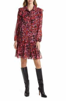 Julia Jordan Floral Print Ruffle Long Sleeve Shirtdress