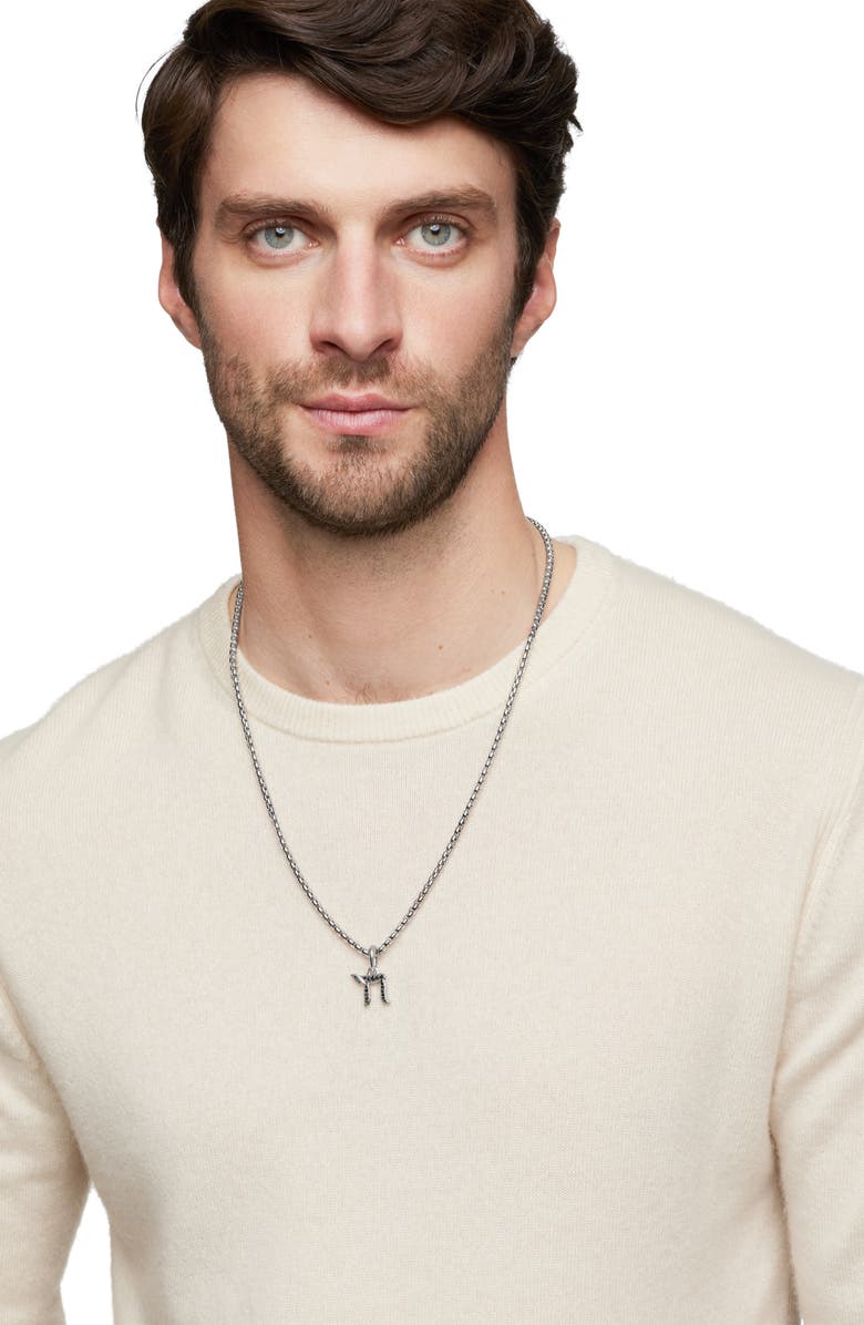 David Yurman Chai Amulet in Sterling Silver with Pavé Black Diamonds, Alternate, color, Black Diamond