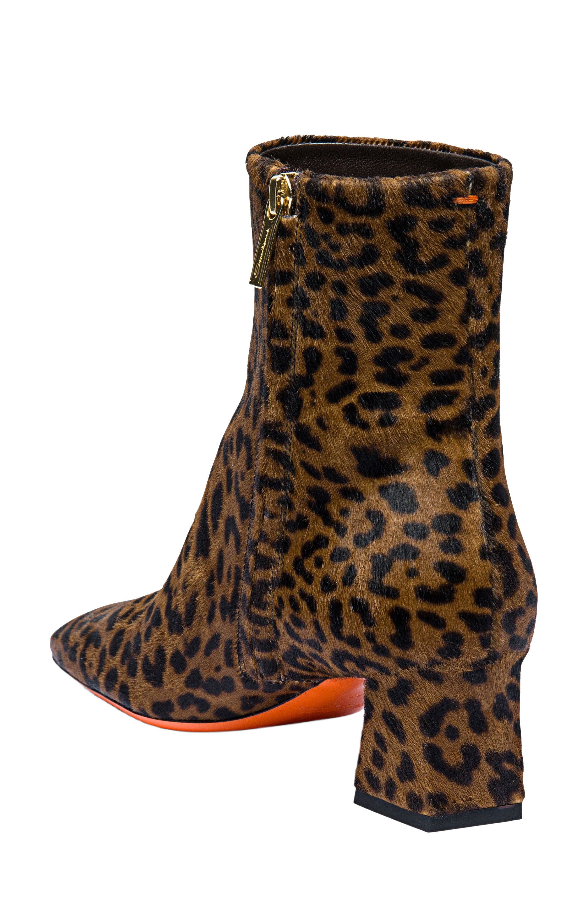 Santoni Women's animal-print cavallino ankle boot, Alternate, color, Brown