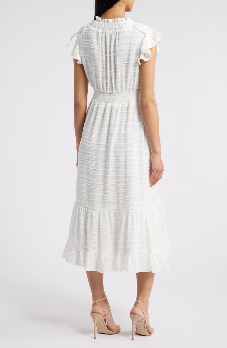 Chelsea28 Ruffle Detail Textured Stripe Dress, Alternate, color, White