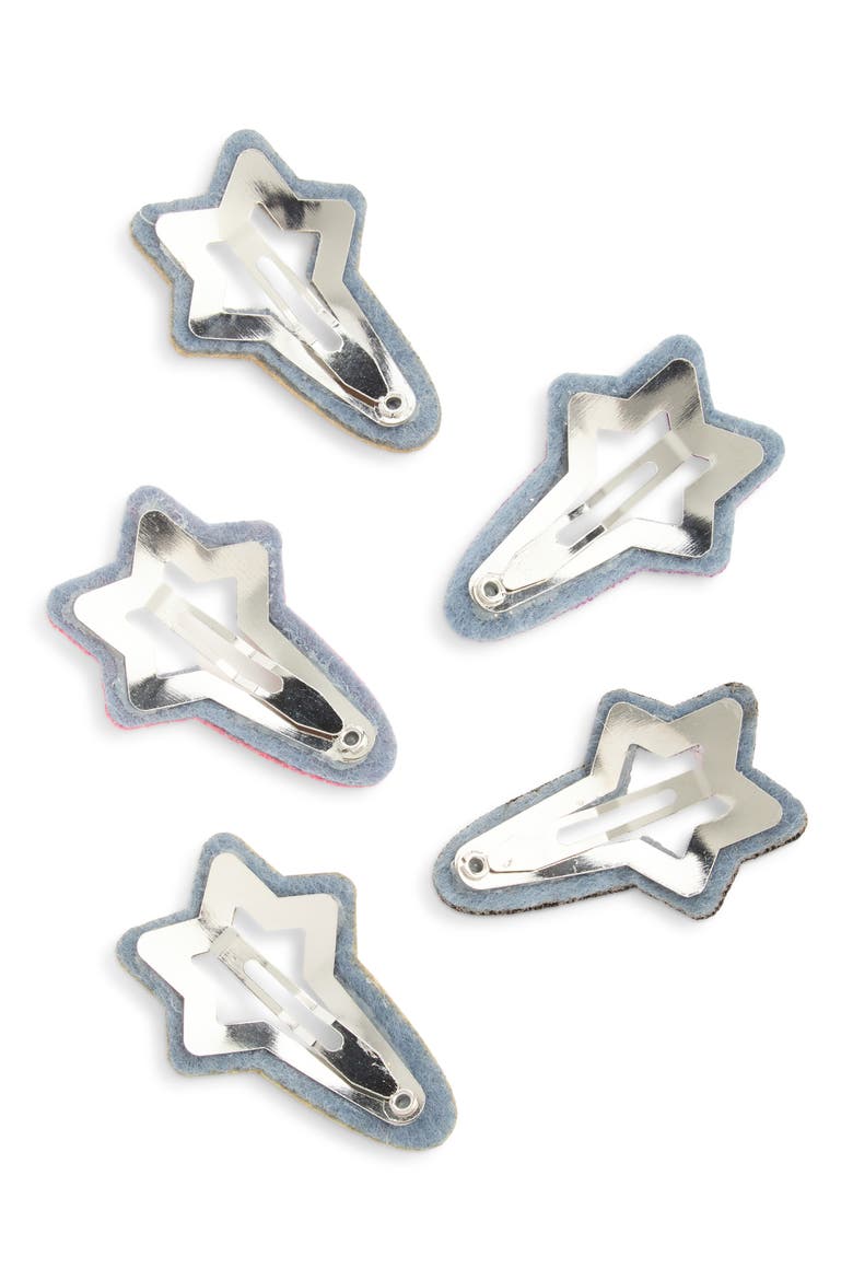 Kids' Cutout Star Assorted 5-Pack Mini Hairclips, Alternate, color, BRIGHT PINK