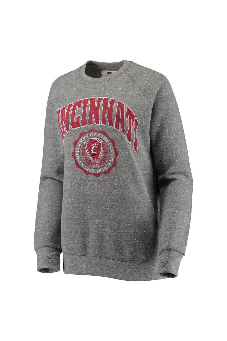 Women's Pressbox Heathered Gray Cincinnati Bearcats Edith Vintage Knobi Raglan Pullover Sweatshirt, Alternate, color, Heather Gray