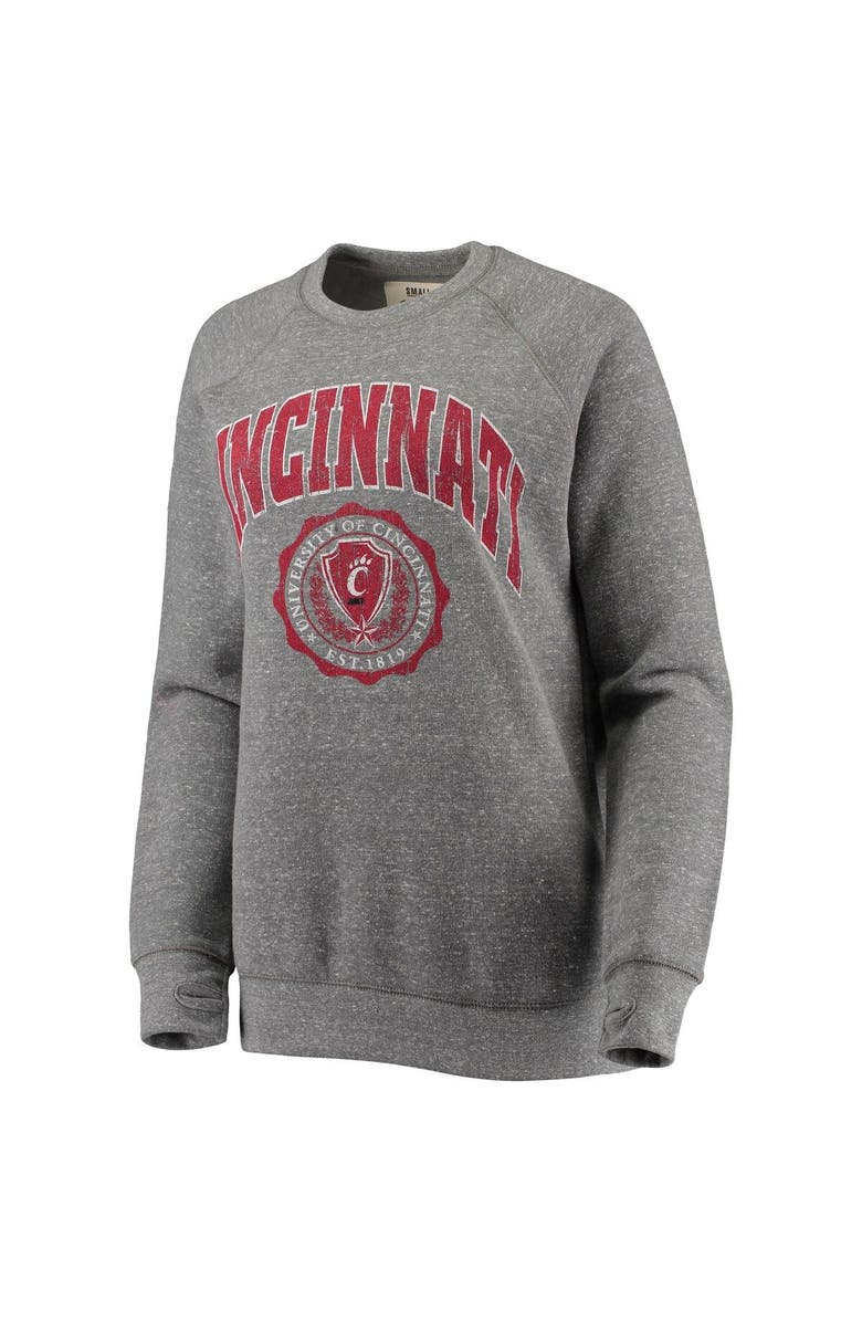 PRESSBOX Women's Pressbox Heathered Gray Cincinnati Bearcats Edith Vintage Knobi Raglan Pullover Sweatshirt, Alternate, color,
