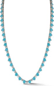 CHLOE AND MADISON Cubic Zirconia & Synthetic Turquoise Tennis Necklace