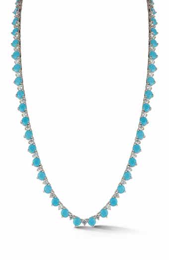 CHLOE AND MADISON Cubic Zirconia & Synthetic Turquoise Tennis Necklace