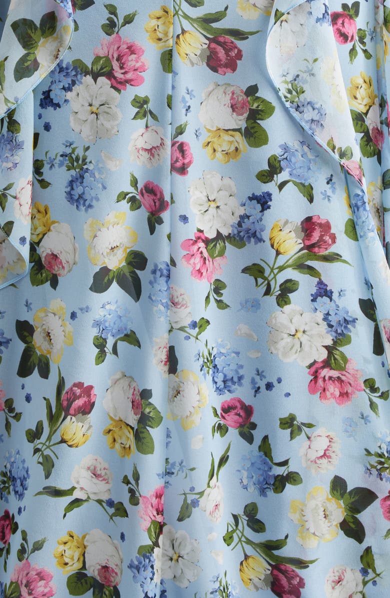 Carolina Herrera Floral Ruffle Silk Chiffon Gown, Alternate, color, Cloudy Blue Multi