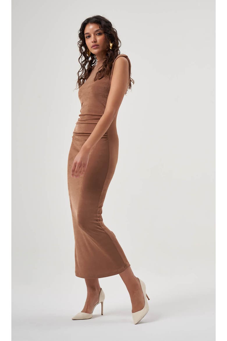 MZL Sleeveless Gathered Dress, Main, color, Beige