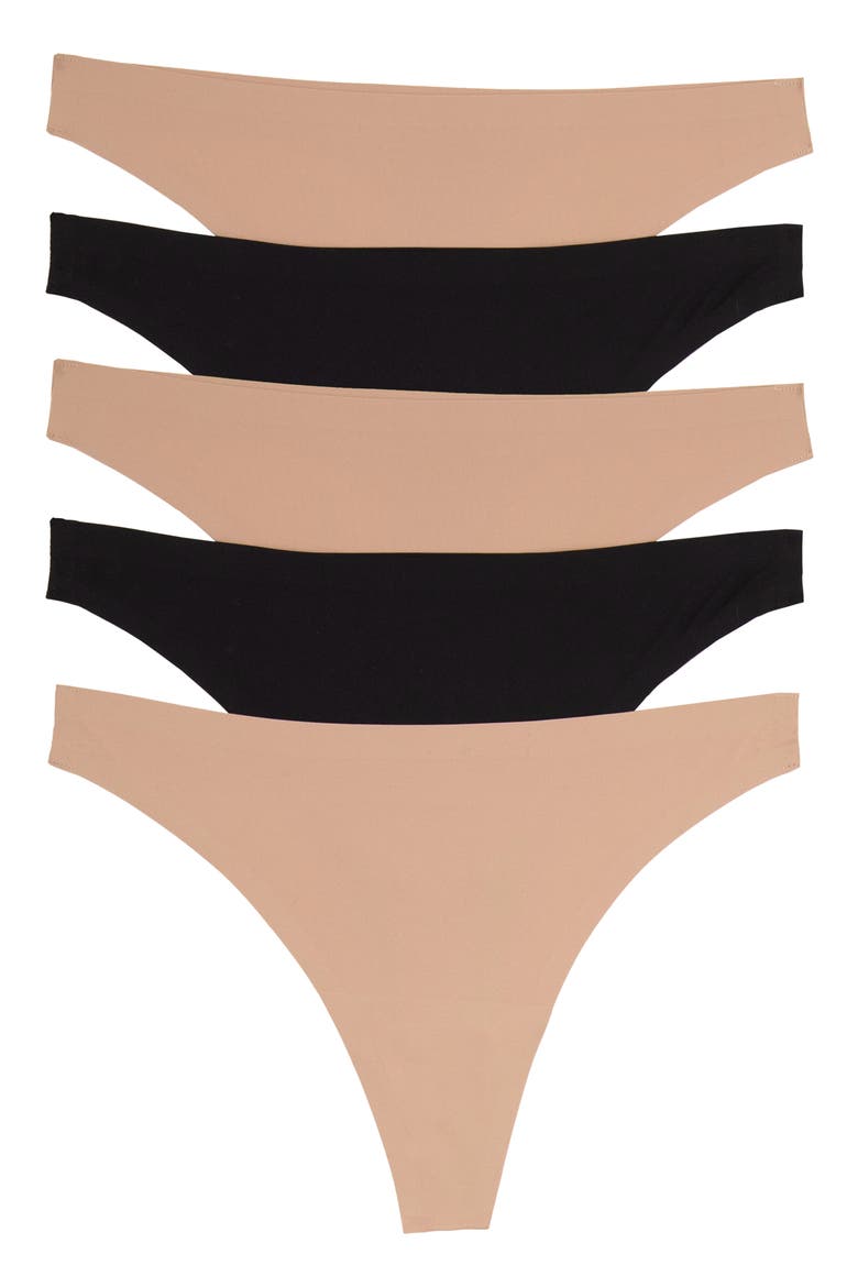 Flex Bonded Assorted 5-Pack Thongs, Main, color, BLACK/ TUSCAN SAND/ SUEDE