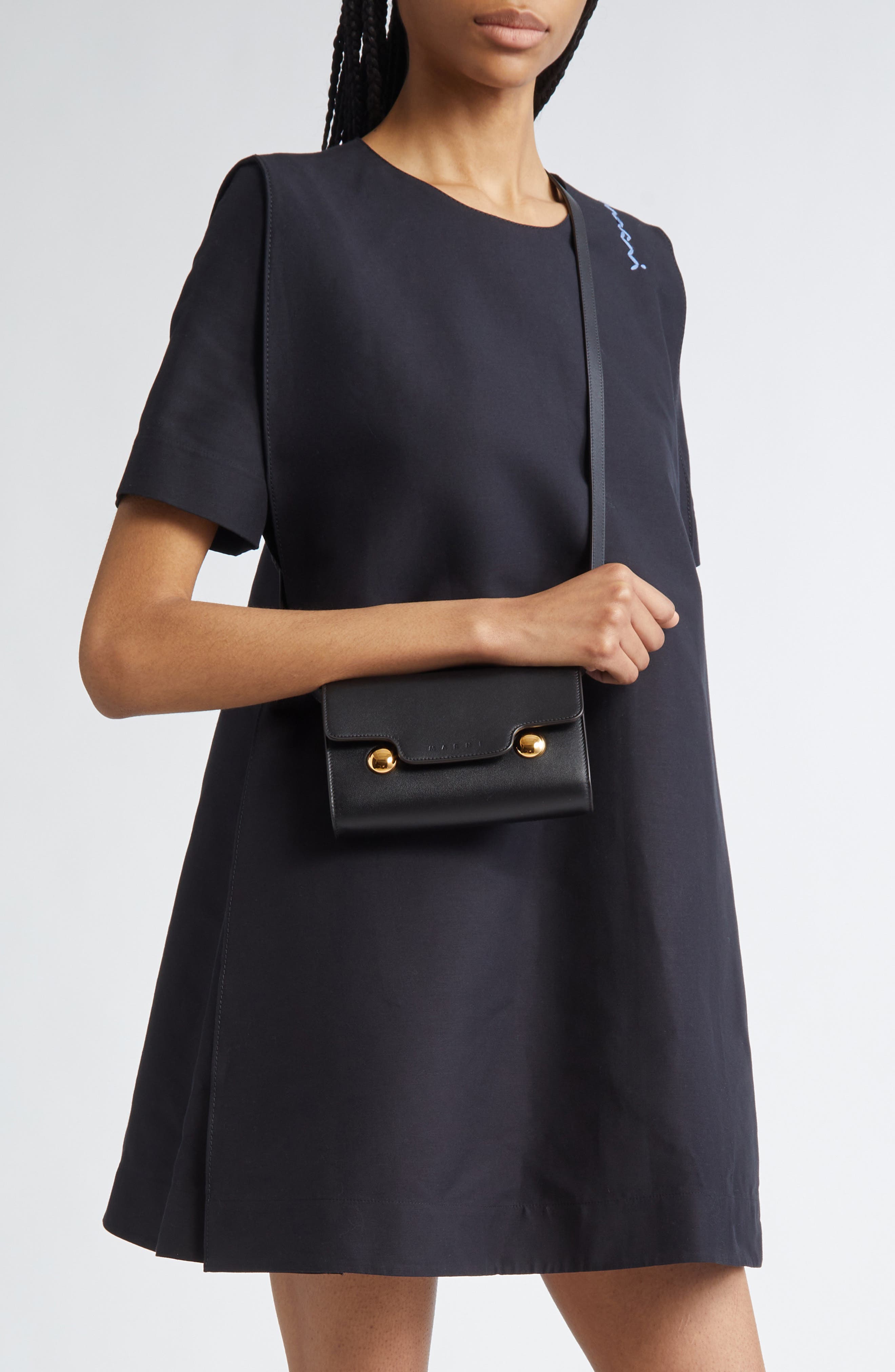 Marni Trunkaroo Leather Shoulder Bag, Alternate, color, 