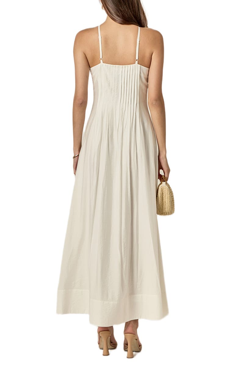 English Factory Crochet Flower Trim Pleated Maxi Dress, Alternate, color, Off White