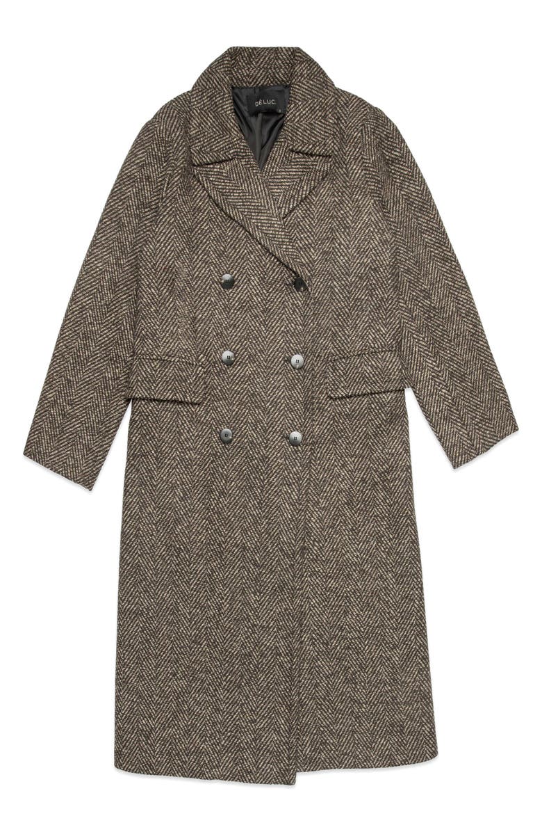 DELUC Cameron Herringbone Coat, Main, color, Chocolate