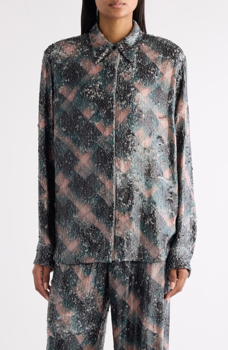 Dries Van Noten Chowy Sequin Button-Up Shirt, Main, color, Bottle