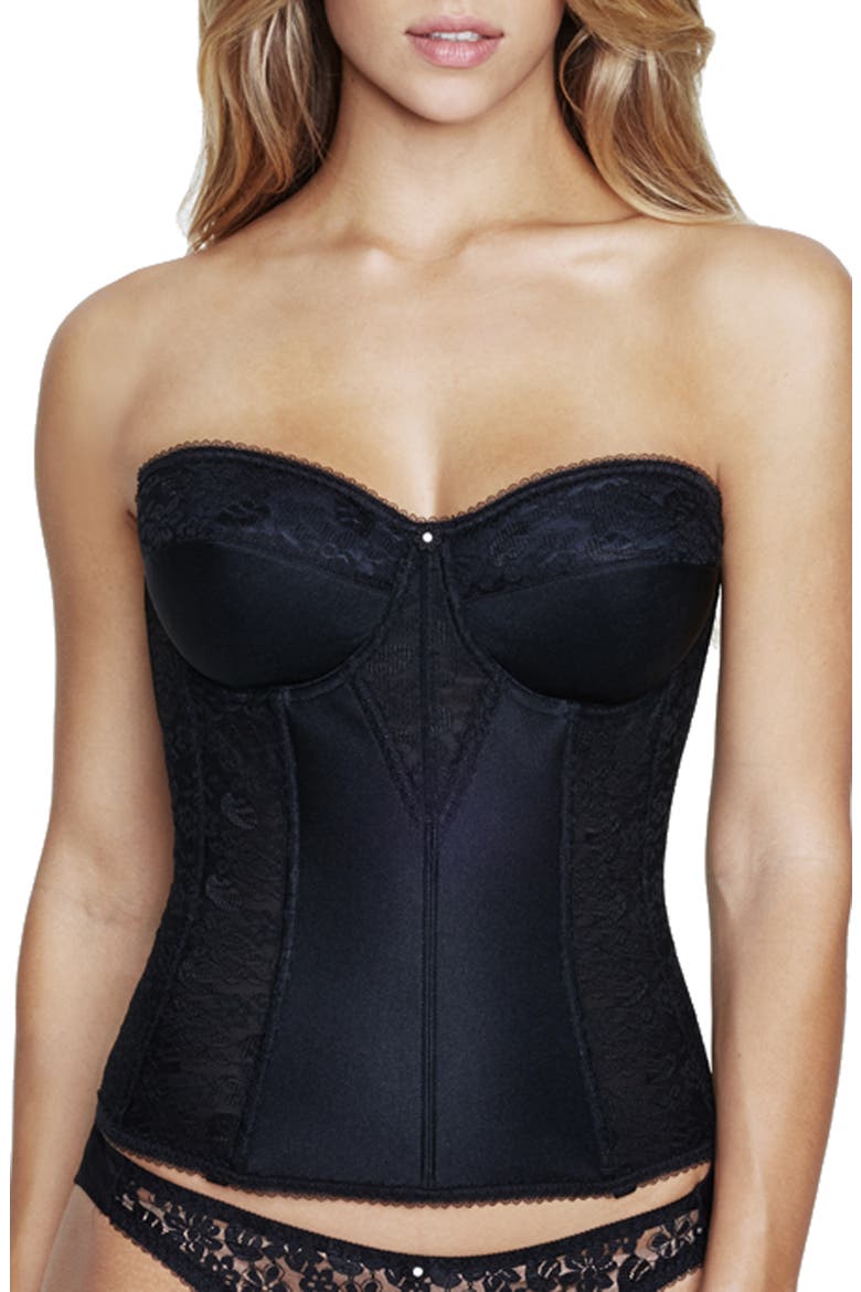 Collette Lace Longline Underwire Bustier, Main, color, BLACK