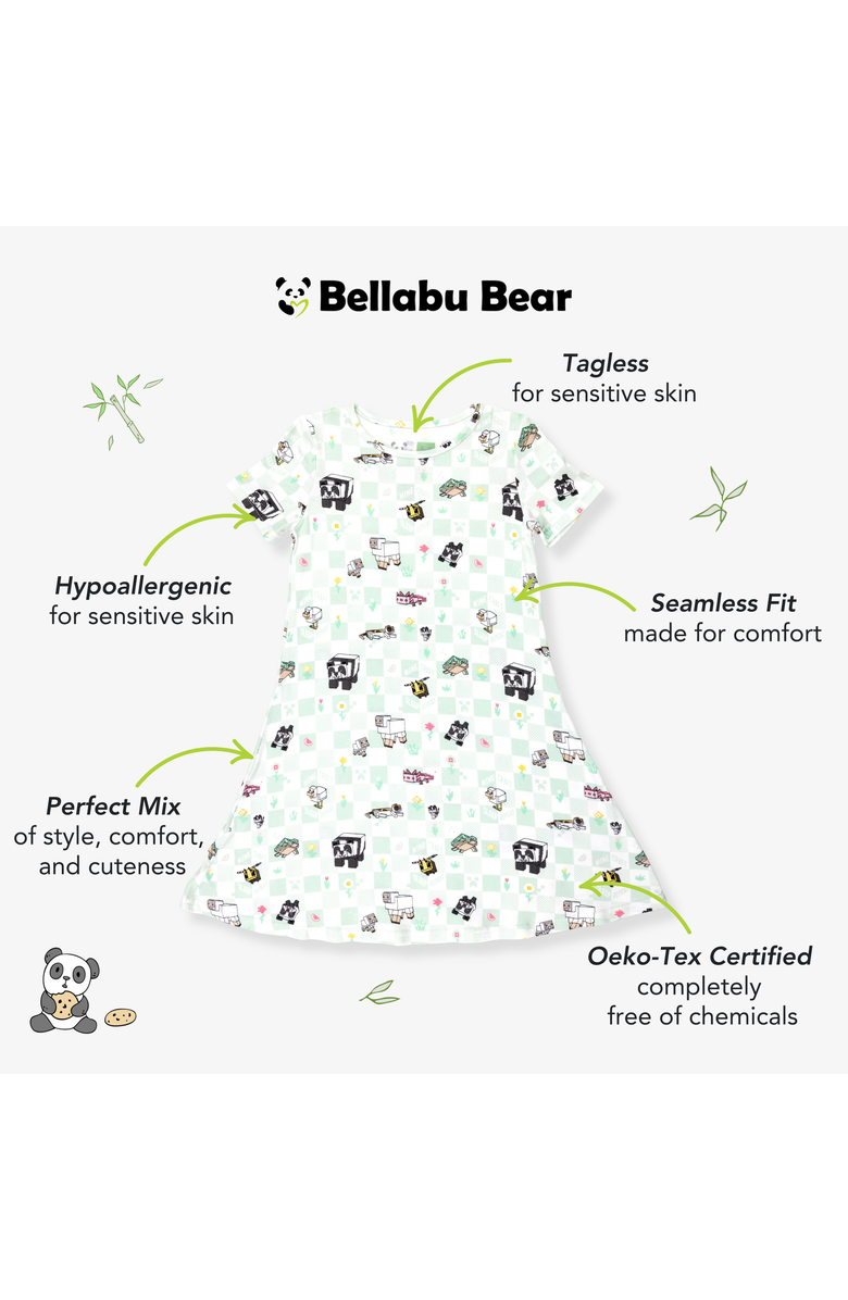 Bellabu Bear Kids' Minecraft Sleep Repeat Short Sleeve Dress, Alternate, color, Minecraft Sleep Repeat