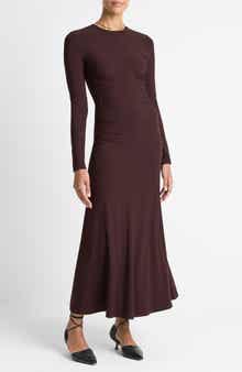 Vince Long Sleeve Ruched Jersey Dress