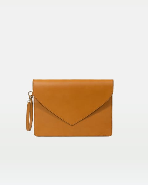 Envelope Clutch In Vegetable Tanned Calfskin And Suede Leather