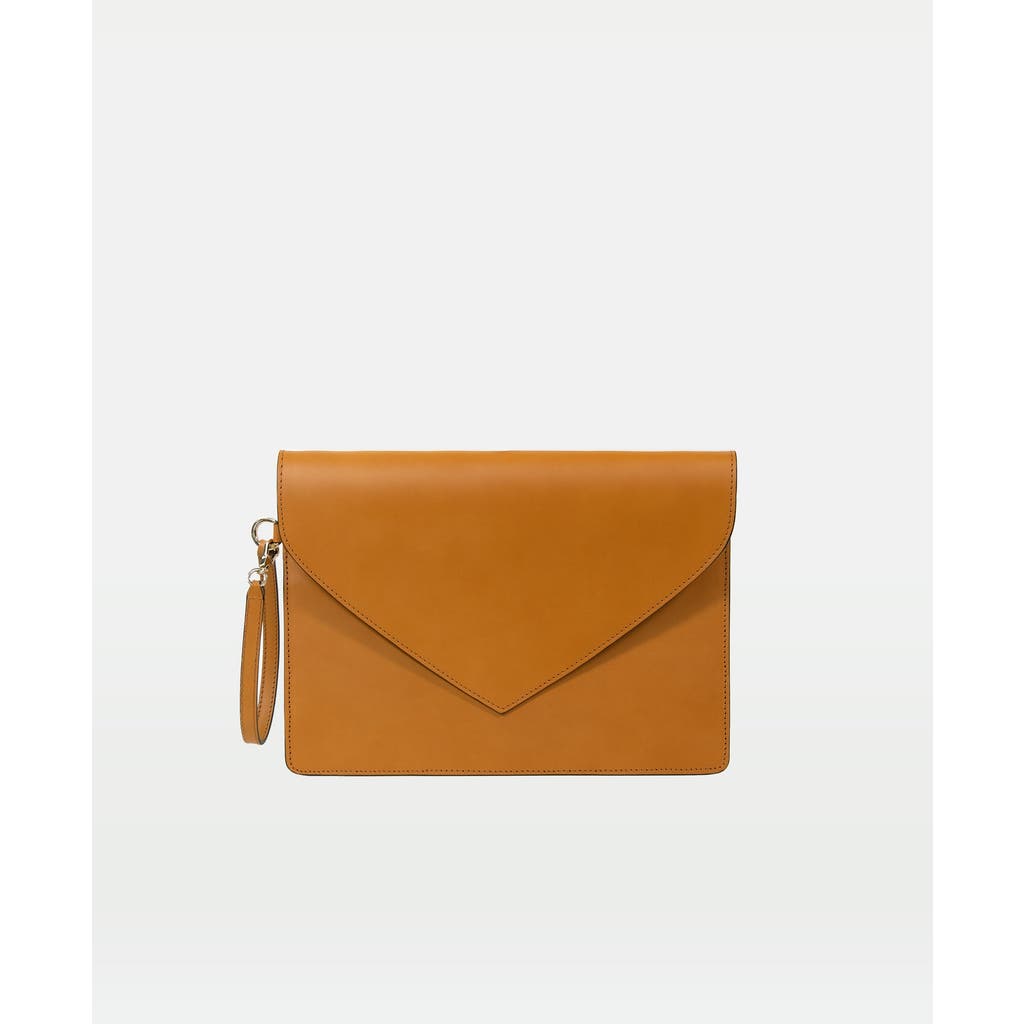 Modher Envelope Clutch In Vegetable Tanned Calfskin And Suede Leather In Brown